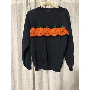 Vintage Hanes Halloween Embroidered Crewneck Sweatshirt Made USA X-Large XL